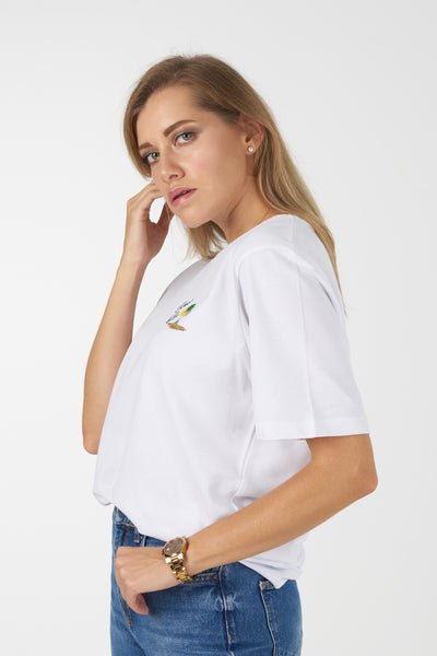 Ocean Vibe Embroidered  white T-shirt