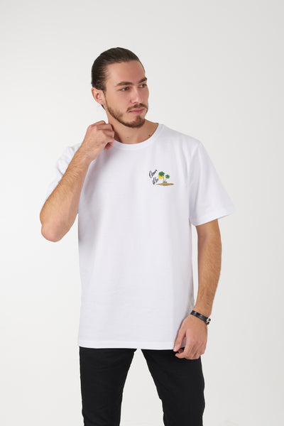 Ocean Vibe Embroidered  white T-shirt