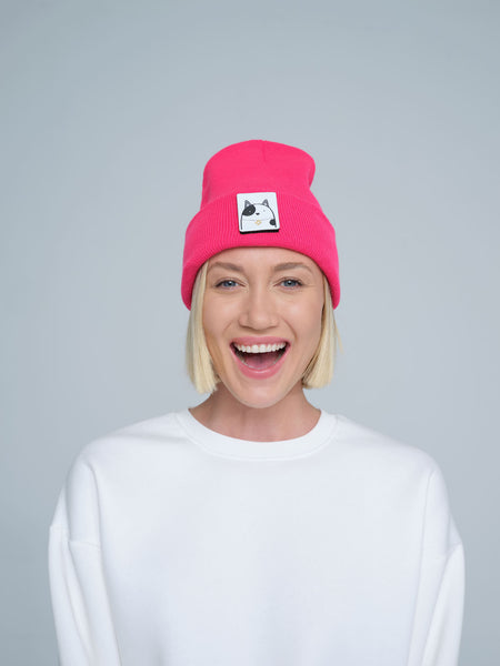 Deep Pink Beaniemal Design Beanie