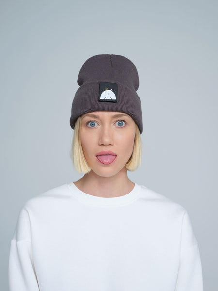 Dim Grey Beaniemal Design Beanie