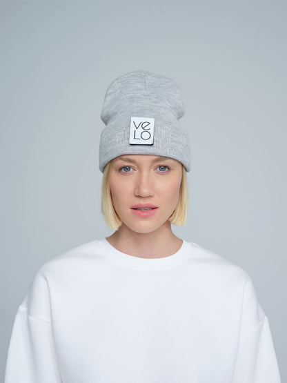 Light Grey Patch Ready Beanie