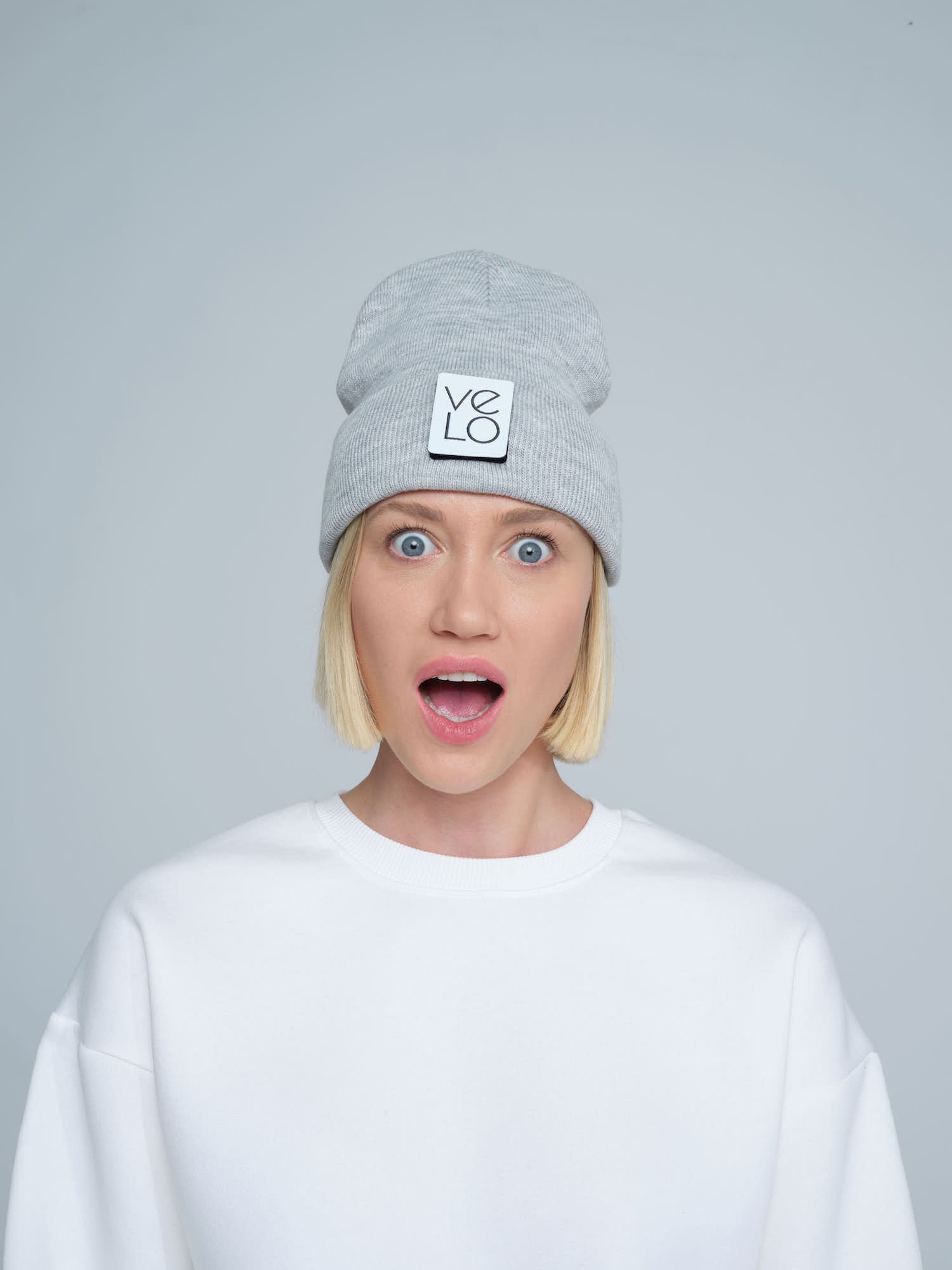 Light Grey Patch Ready Beanie