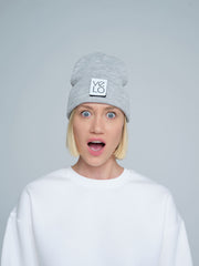 Light Grey Patch Ready Beanie