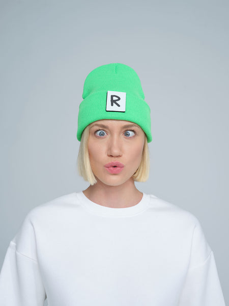 Neon Green Beaniemal Design Beanie