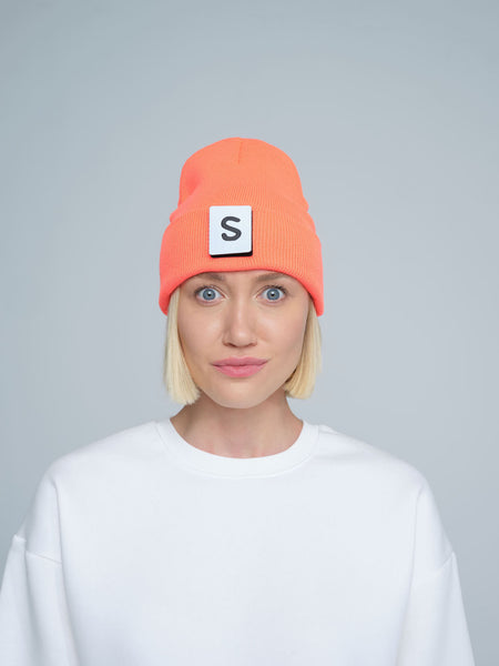 Neon Orange Beaniemal Design Beanie