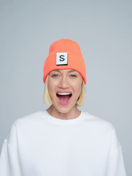 Neon Orange Beaniemal Design Beanie