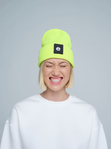 Neon Yellow Beaniemal Design Beanie