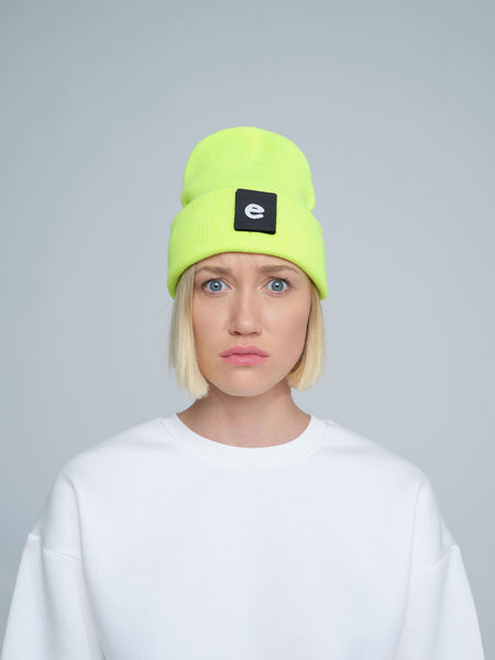 Neon Yellow Beaniemal Design Beanie