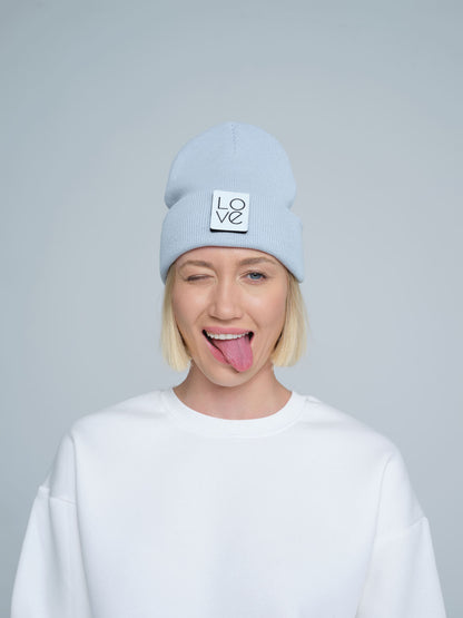 Powder Blue Patch Ready Beanie
