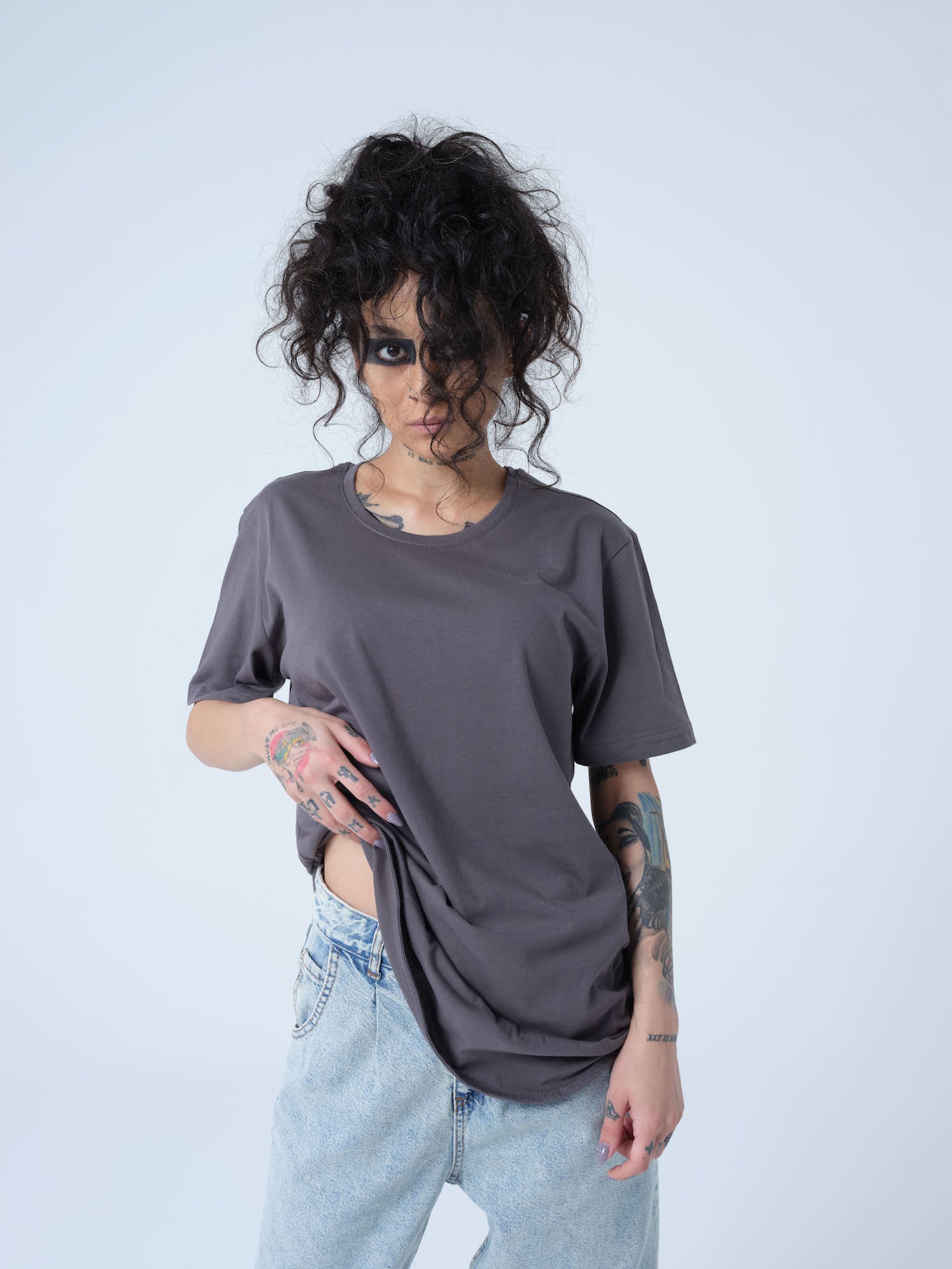 Dark Grey Longline Fit T-shirt