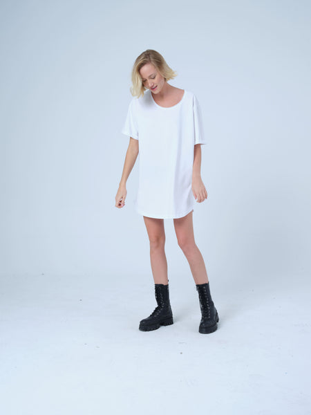 White Basic Longline T-Shirt