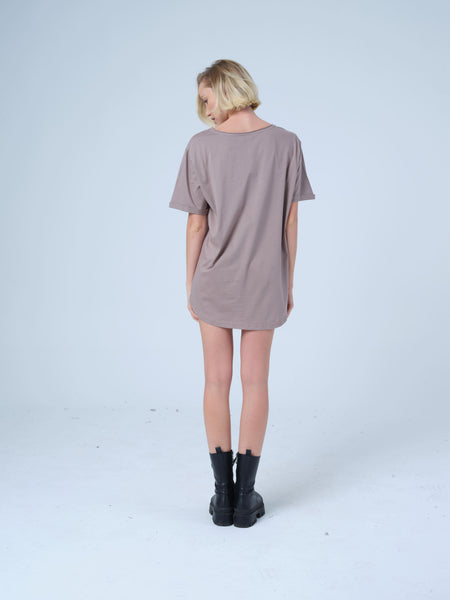 Dusty Pink Basic Longline T-Shirt