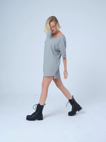 Dove Grey Basic Longline T-Shirt